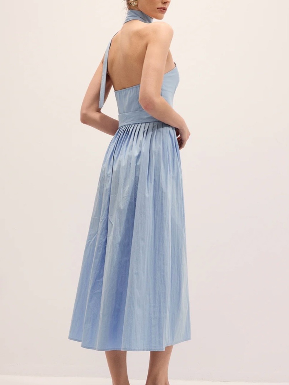 Commense Light Blue Halter Midi Dress with Belted Waist - Picture 6 of 6